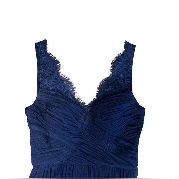 BHLDN HITHERTO FLEUR ANTHROPOLOGIE Elegant Navy Blue Lace Evening Gown SIZE 4 - Picture 7 of 8